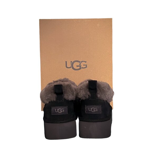 UGG Nita Genuine Shearling Platform Slippers Black Charcoal — Size 8 — NIB - Picture 6 of 13